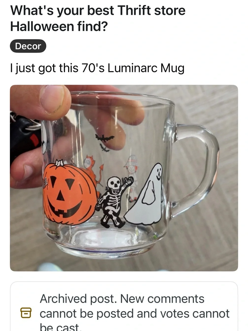 Vintage Halloween Parade Luminarc Glass Tumbler Mug Orange & Black. Ghost Witch
